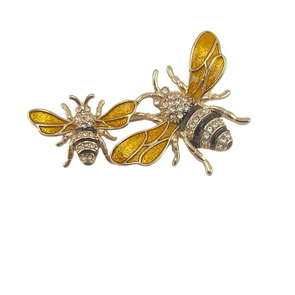 Vintage Napier Bee Brooch Pin With Rhinestone Accents and Enamel Wings - Picture 1 of 8